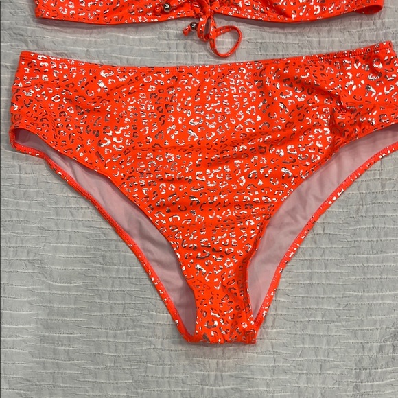 Bikini 👙 plus size swim suit bathing suit 🩱 women leopard 3XL orange metallic - Picture 3 of 11